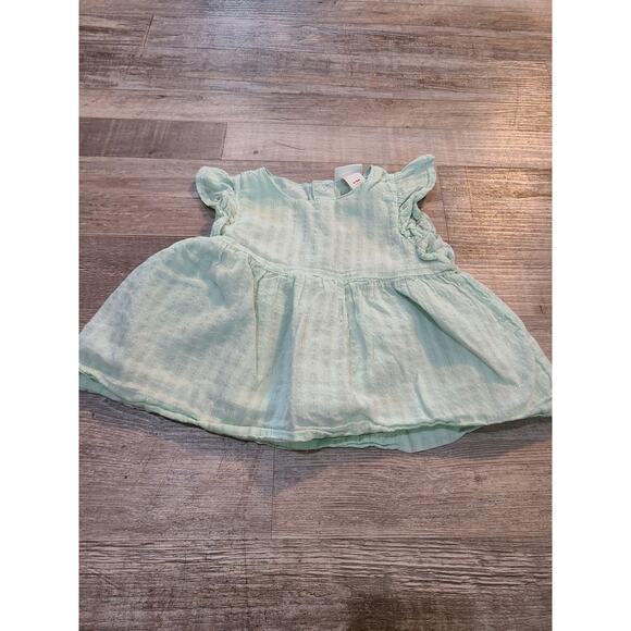 Cat and Jack 6 to 9 months light green and silver striped dress - Picture 1 of 5